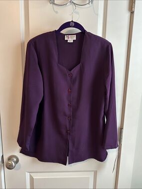 Maggie Sweet Purple Button-Front Blouse